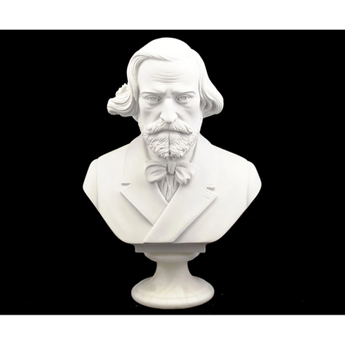 Bust 30cm Crushed Marble Verdi - Musician Bust by Cav. Arnaldo Giannelli, Volterra, Alabaster & Marble Powder, Detailed Artisan Craftsmanship