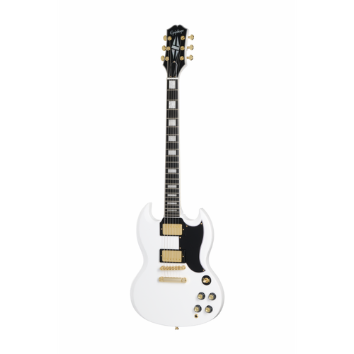 Epiphone SG Custom Electric Guitar with 2 Humbuckers and Premium Bag, Alpine White