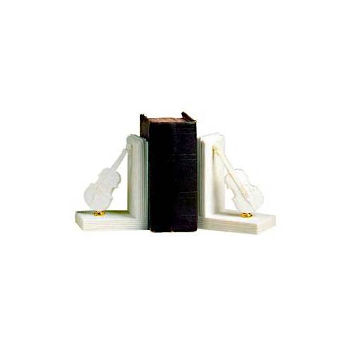 Violin Bookends - Recombined Stone with Alabaster & Marble Powder, Handmade in Volterra, Italy