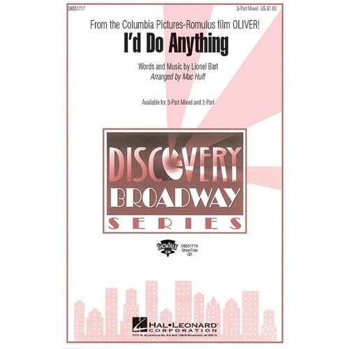 I'd Do Anything 2-Part Choral Score from Oliver by Hal Leonard