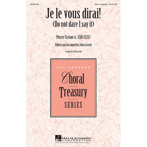 Je Le Vous Dirai! SSA (Octavo)