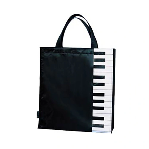 Music Carry Bag Tall Black with Piano Key