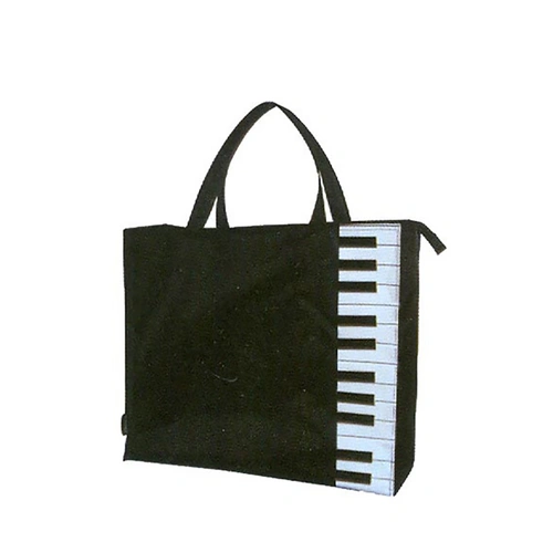 Music Carry Bag Wide Black with Piano Keys