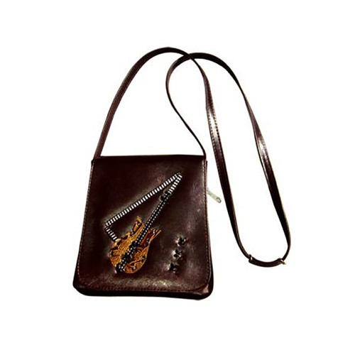 Leather-look Shoulder Bag with Guitar Design