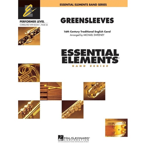 Greensleeves CB1 SC/PTS by Hal Leonard - Band Arrangement for Beginning Players, 1 Page, Essential Elements Performer Level