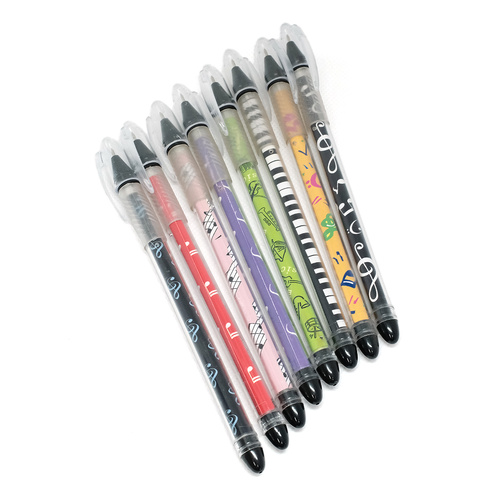 8 Piece Ball Pen Set with Lids - Music Themed Designs
