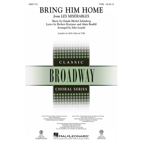 Bring Him Home From Les Mis TTBB (Octavo)