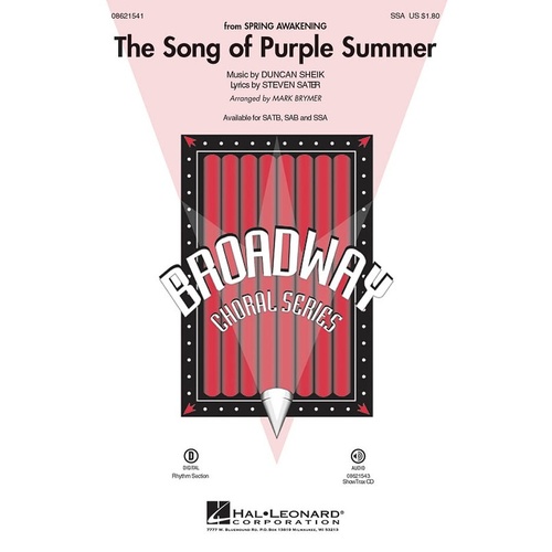 Song Of Purple Summer Fr Spring Awakening SSA (Octavo)