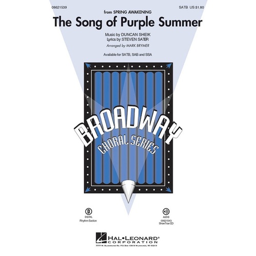 Song Of Purple Summer Spring Awakening ShowTrax CD (CD Only)