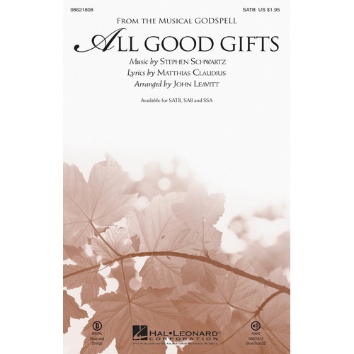 All Good Gifts From Godspell SSA (Octavo)