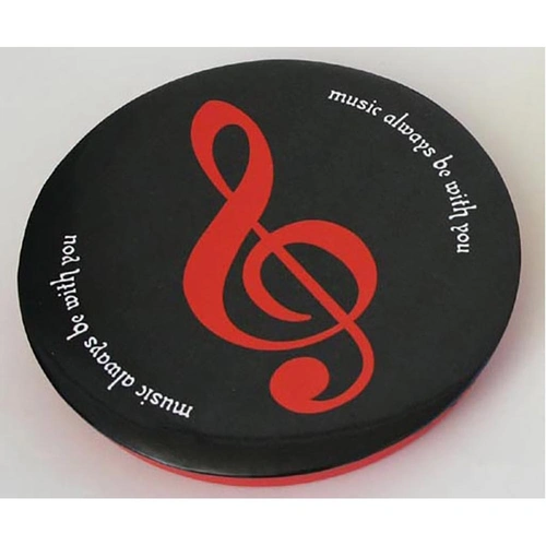 Money Deposit Can - Black with Red Clef, 16cm Diameter Tin Money Box with Plastic Back and Pop-Out Stand
