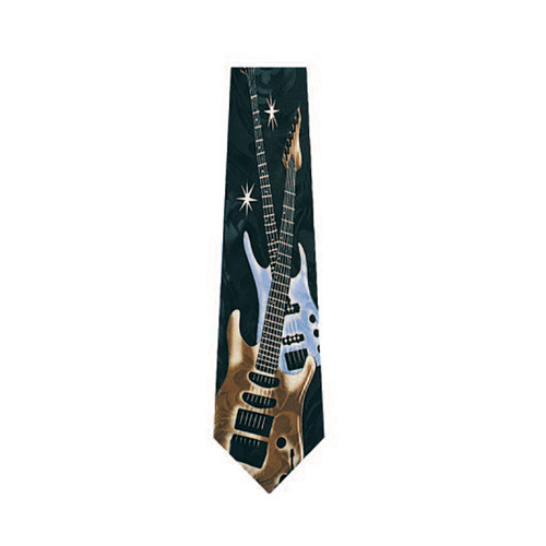 Silk Necktie with Electric Guitars Design