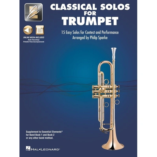 Classical Solos for Trumpet with Online Audio & Printable Piano Accompaniments, Hal Leonard, 16 Pages, Essential Elements Band Folios