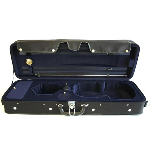 TG Oblong Violin Case - Lightweight Hill Style Black/Blue with Suspension Padding and Backpack Straps