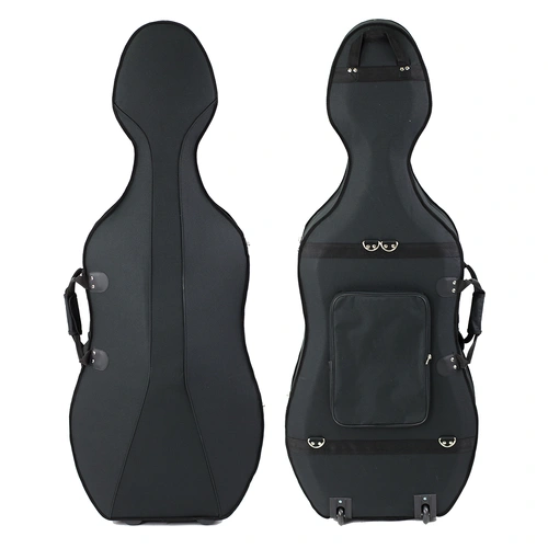 TG Lightweight Cello Case with Wheels - Black 4/4, 600D Oxford Fabric, Internal Dimensions: 127cm x 39cm x 48cm, Weight: 3.5kg