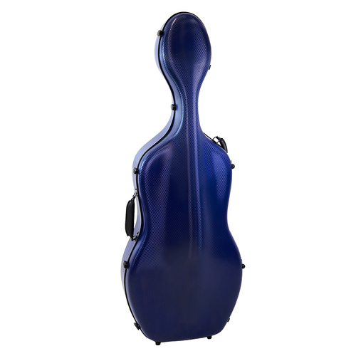 HQ Polycarbonate Cello Case Textured Blue with Internal Padding, Wheels, and Straps - 132 x 49 x 26cm