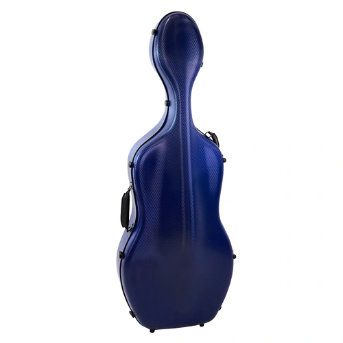 HQ Polycarbonate Cello Case Textured Blue with Padding, Wheels, and Backpack Straps