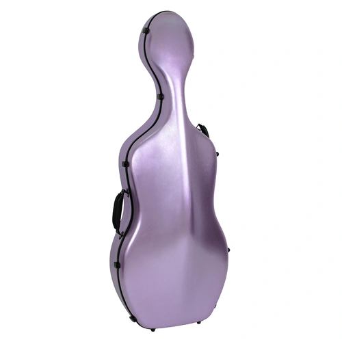 HQ Polycarbonate Cello Case in Brushed Mauve with Padding, Wheels, and Adjustable Restraint