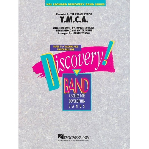 Y.M.C.A. for Concert Band, Arranged by Johnnie Vinson, Hal Leonard, Discovery Concert Band Series, 1 Page