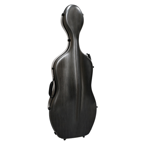 HQ Polycarbonate Cello Case Silver & Black 4/4 with Wheels and Padded Straps