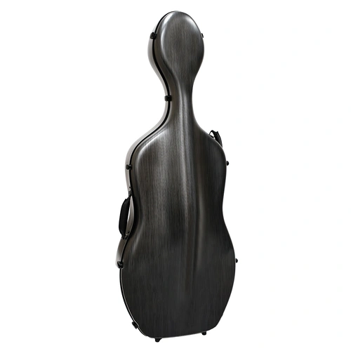 HQ Polycarbonate Cello Case Silver and Black 4/4 with Superior Padding and Wheels