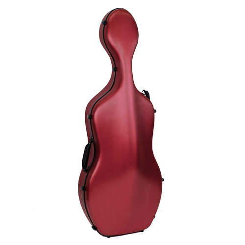 HQ Polycarbonate Cello Case in Brushed Red with Internal Padding and Wheels
