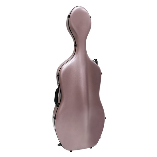 HQ Polycarbonate Cello Case Brushed Rose Gold 3/4 with Internal Padding, Wheels, and Adjustable Restraint