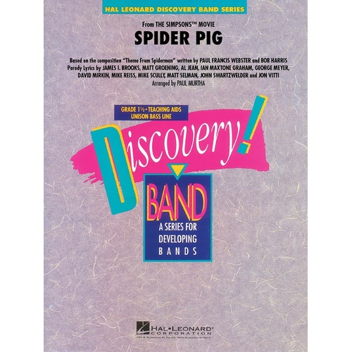 Spider Pig From The Simpsons Movie Discovery Concert Band 1.5 (Music Score/Parts)