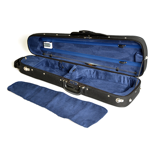 HQ Shaped Violin Case- Wood Shell Blk/Blue