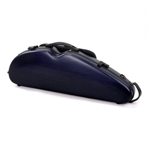 HQ PC Half Moon Violin Case Brushed Blue Adjustable 4/4-1/2 with Blanket and Removable Pouch