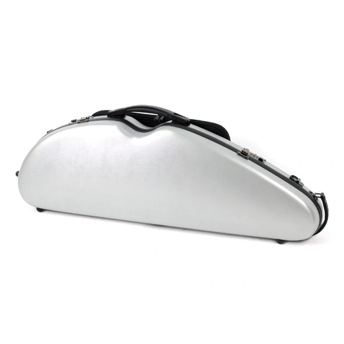 HQ Half Moon Violin Case Brushed Silver with Blanket and External Music Bag