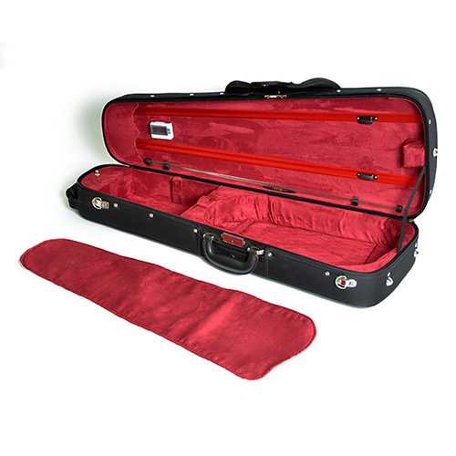 HQ Shaped Viola Case Woodshell Black/Wine with Digital Hygrometer, Two Bow Holders, Music Pocket and Internal Compartment