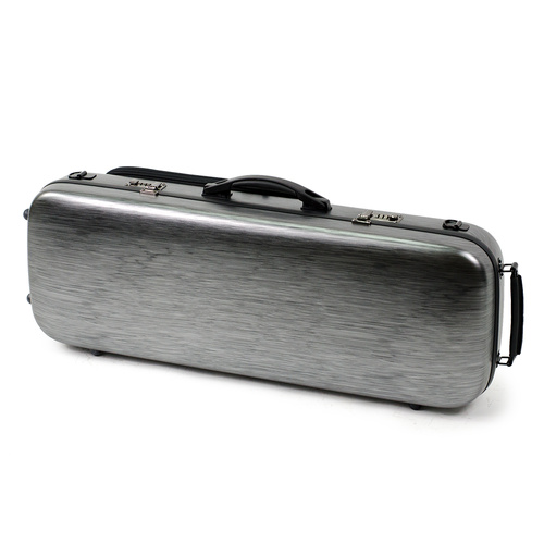 HQ Oblong Viola Case Polycarbonate Matte Silver & Black with Blanket and Pouch