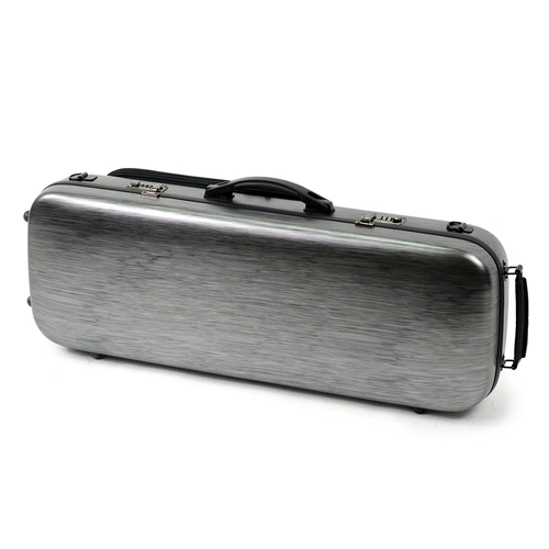 HQ Oblong Viola Case Polycarbonate Matte Silver and Black with Blanket and Pouch