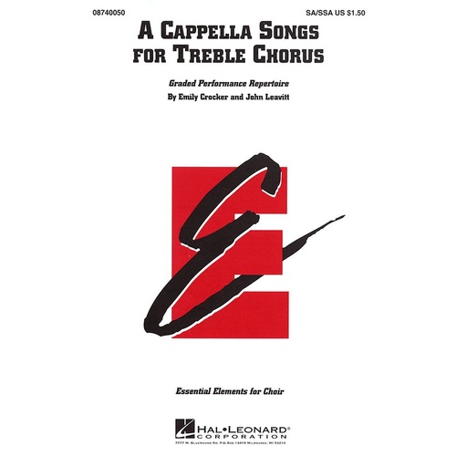 A Cappella Songs Treb Chorus SA/Ssa (Octavo)