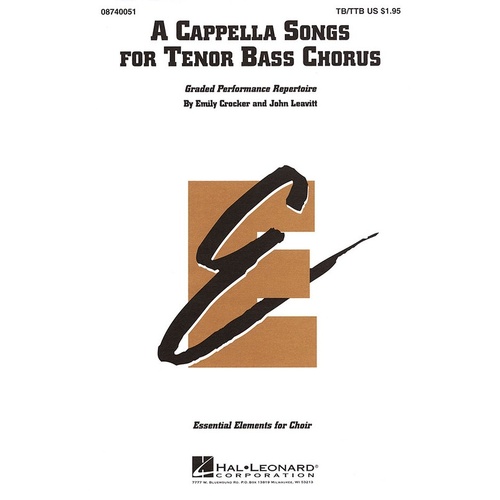 A Cappella Songs Treb Chorus Tb/Ttb (Octavo)
