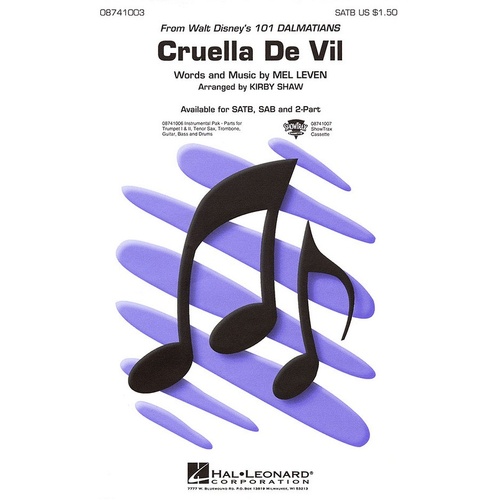 Cruella De Vil SATB Arr Shaw (Octavo)