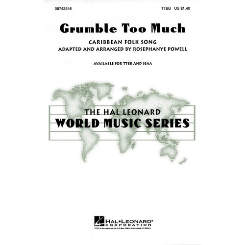 Grumble Too Much Caribbean Folksong TTBB (Octavo)