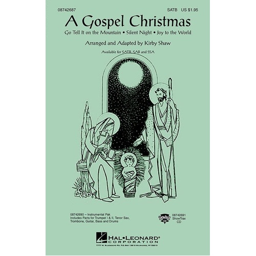 A Gospel Christmas Medley by Kirby Shaw for Choral - Includes Go Tell It On the Mountain, Silent Night, Joy to the World, 24 Pages