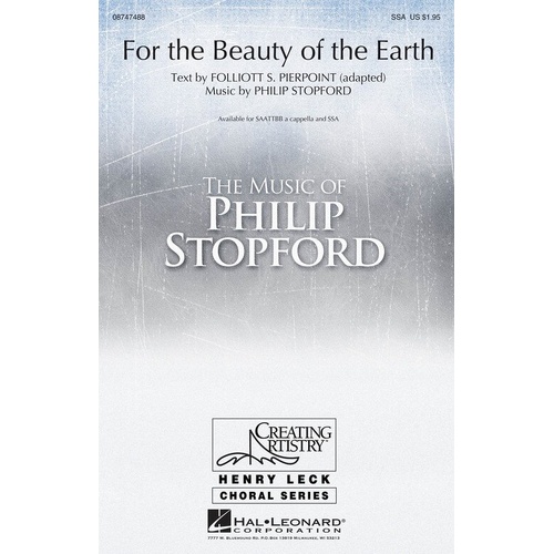 For the Beauty of the Earth SAATTBB A Cappella Choral Score by Hal Leonard, 12 Pages, Duration: ca. 3:50