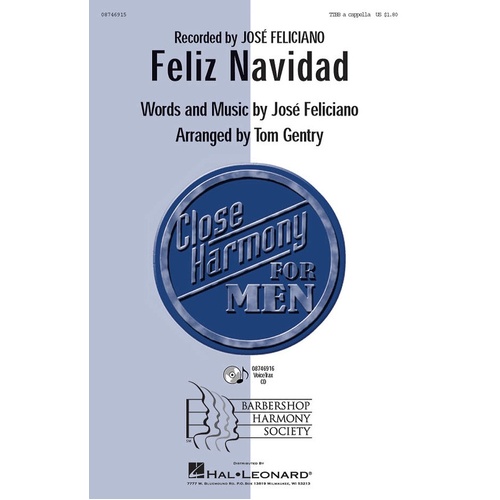 Feliz Navidad TTBB A Cappella (Octavo)