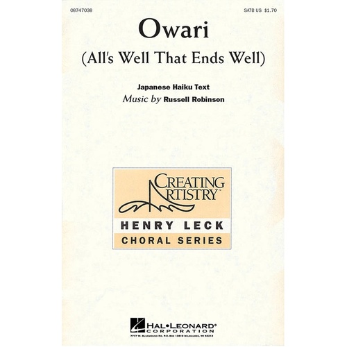 Owari (Alls Well That Ends Well) SATB (Octavo)
