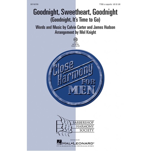 Goodnight Sweetheart Goodnight TTBB A Cappella (Octavo)