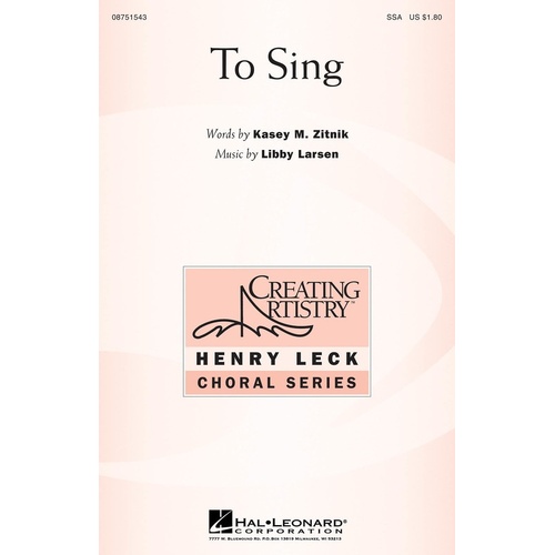 To Sing SSA (Octavo)