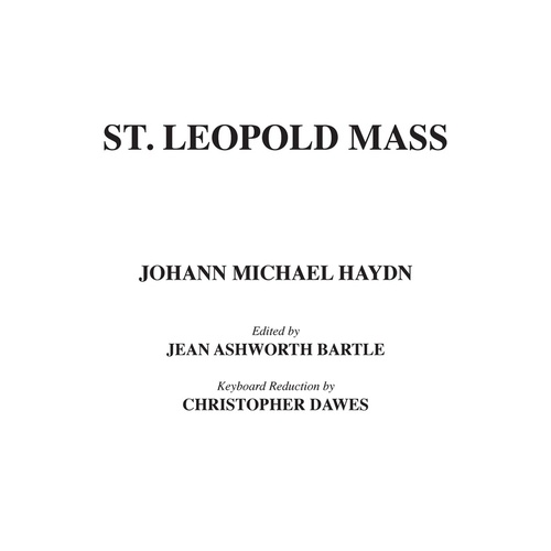 St Leopold Mass SSA Vocal Score (Octavo)