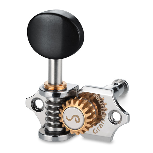Schaller GrandTune Chrome/Ebony Tuning Machines 18:1 Gear Ratio Uke Accessories 10510203.42.32