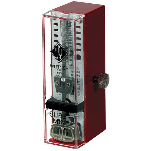 Wittner Taktell Super-Mini Metronome - Ruby Colour, Mechanical Clockwork, Battery-Free, Plastic Casing, Made in Germany