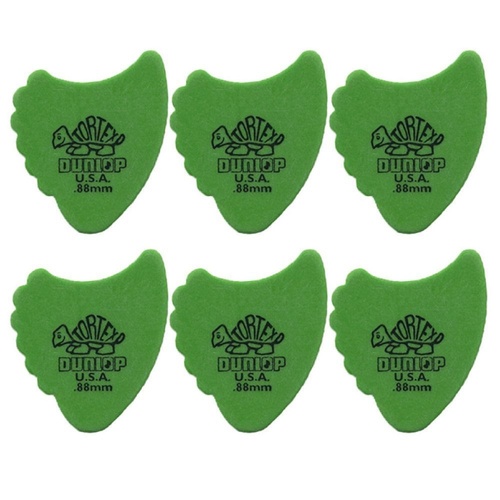 6 x Jim Dunlop Tortex Fins 0.88mm Gauge Guitar Picks 414R
