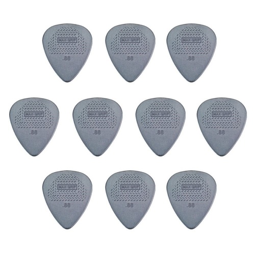 10 x Dunlop Max Grip Nylon 0.88mm Gauge Guitar Picks 449R Free Post