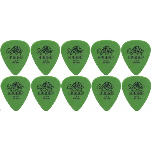 10 x Dunlop Tortex Standard Green 0.88mm Guitar Picks / Plectrums 